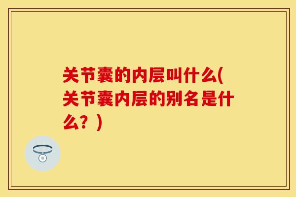 关节囊的内层叫什么(关节囊内层的别名是什么？)
