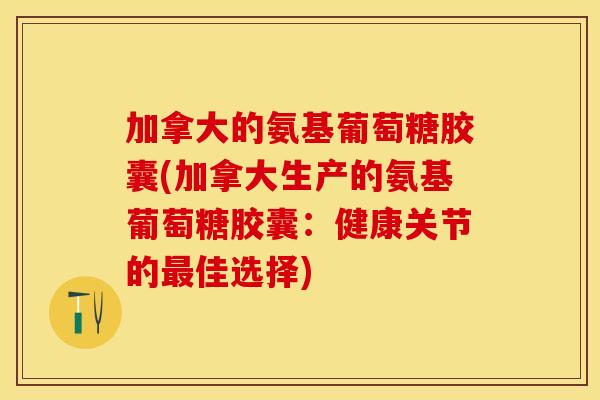 加拿大的氨基葡萄糖胶囊(加拿大生产的氨基葡萄糖胶囊：健康关节的最佳选择)