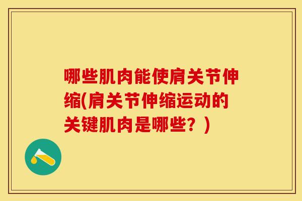 哪些肌肉能使肩关节伸缩(肩关节伸缩运动的关键肌肉是哪些？)