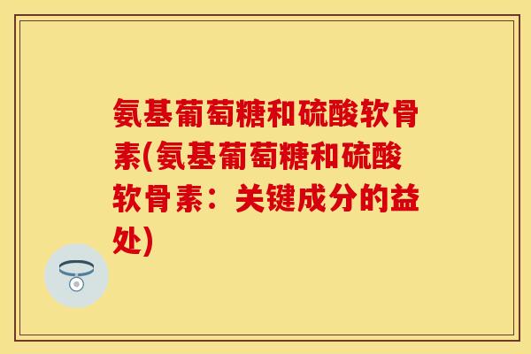 氨基葡萄糖和硫酸软骨素(氨基葡萄糖和硫酸软骨素：关键成分的益处)-第1张图片-关节保镖