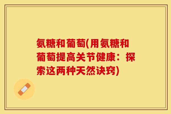 氨糖和葡萄(用氨糖和葡萄提高关节健康：探索这两种天然诀窍)