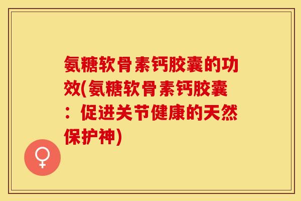 氨糖软骨素钙胶囊的功效(氨糖软骨素钙胶囊：促进关节健康的天然保护神)