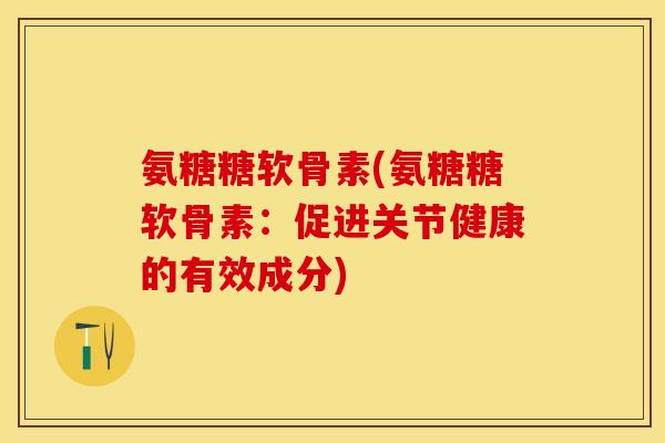 氨糖糖软骨素(氨糖糖软骨素：促进关节健康的有效成分)