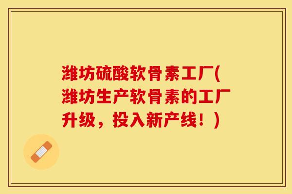 潍坊硫酸软骨素工厂(潍坊生产软骨素的工厂升级，投入新产线！)