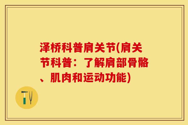 泽桥科普肩关节(肩关节科普：了解肩部骨骼、肌肉和运动功能)