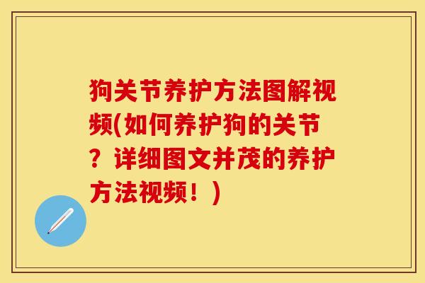 狗关节养护方法图解视频(如何养护狗的关节？详细图文并茂的养护方法视频！)