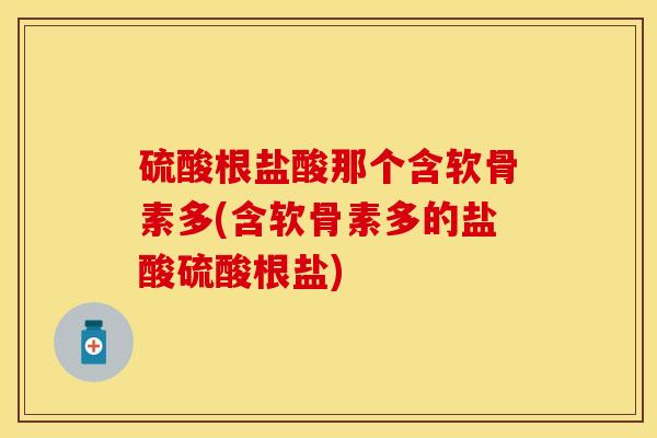 硫酸根盐酸那个含软骨素多(含软骨素多的盐酸硫酸根盐)