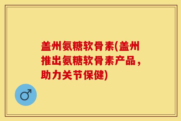 盖州氨糖软骨素(盖州推出氨糖软骨素产品，助力关节保健)