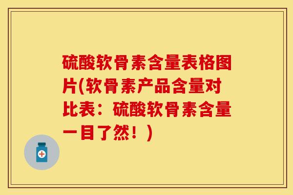 硫酸软骨素含量表格图片(软骨素产品含量对比表：硫酸软骨素含量一目了然！)