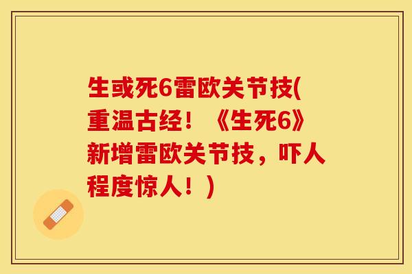 生或死6雷欧关节技(重温古经！《生死6》新增雷欧关节技，吓人程度惊人！)