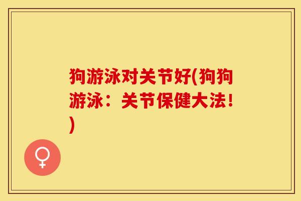 狗游泳对关节好(狗狗游泳：关节保健大法！)