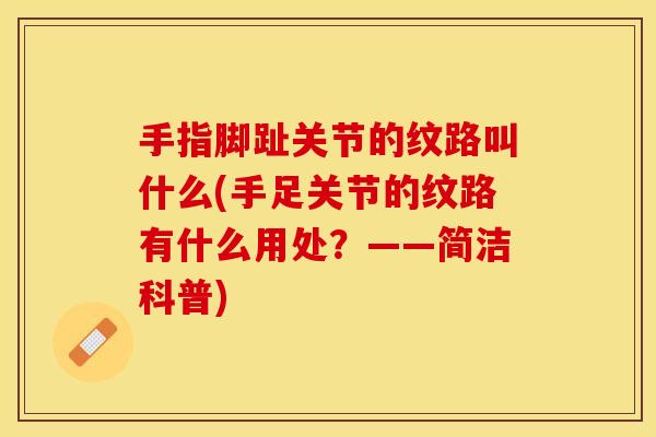 手指脚趾关节的纹路叫什么(手足关节的纹路有什么用处？——简洁科普)