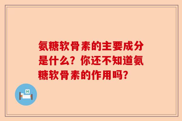 氨糖软骨素的主要成分是什么？你还不知道氨糖软骨素的作用吗？