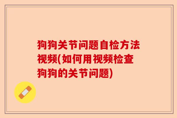 狗狗关节问题自检方法视频(如何用视频检查狗狗的关节问题)